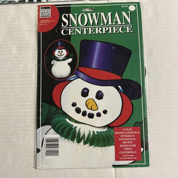 Paper Magic Group Christmas Honeycomb Tissue Centerpiece Lot Snowy Pine Snowman - Picture 2 of 11